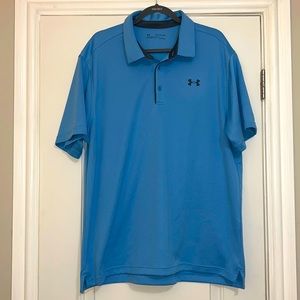Mens Under Armour Performance Golf shirt Blue Size xxl